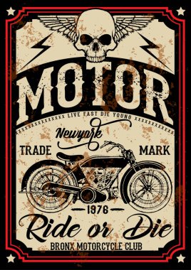 Motosiklet etiket t-shirt tasarımı ile özel chop çizimi