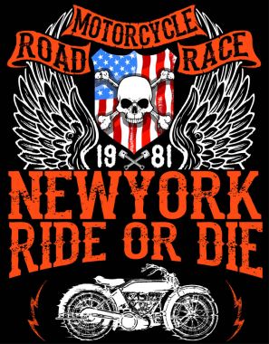 Motosiklet etiket t-shirt tasarımı ile özel chop çizimi