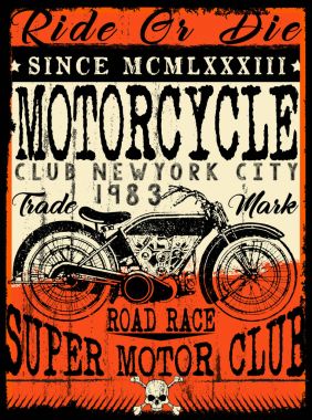 Motosiklet etiket t-shirt tasarımı ile özel chop çizimi