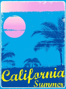 yaz plaj vektör arka planda retro tarzı