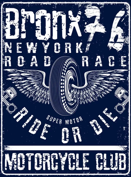 Vintage motosiklet elle çizilmiş vektör tee grafik tasarım