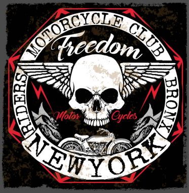 Vintage motosiklet elle çizilmiş vektör tee grafik tasarım