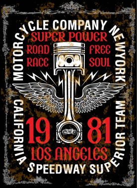 Vintage logo amblem T gömlek tasarım motosiklet