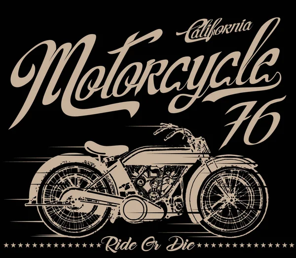 Vintage moto disegnato a mano disegno grafico vettoriale tee — Vettoriale Stock
