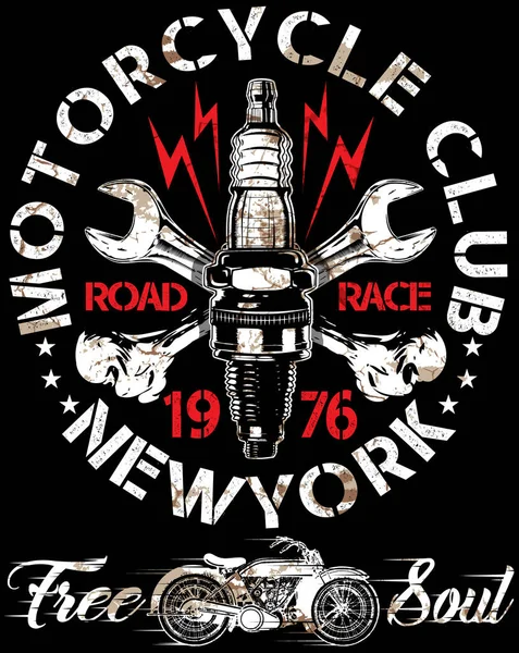 Diseño de póster de motocicleta Moda Tee Graphic — Vector de stock