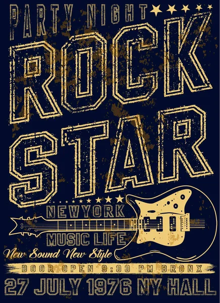Cartaz de festival de Rock desenhado à mão. Sinal de Rock and Roll . — Vetor de Stock