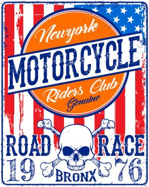Vintage motorcu kafatası amblemi Tee grafiği