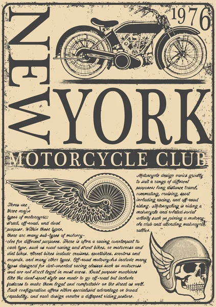 Motorcycle tee graphic design — Stock Vector