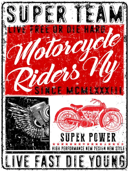 Motorfiets typografie, vintage motor, t-shirt vectoren — Stockvector