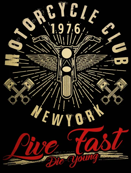 Motorcycle typography, vintage motor, t-shirt graphics, vectors — Stock Vector