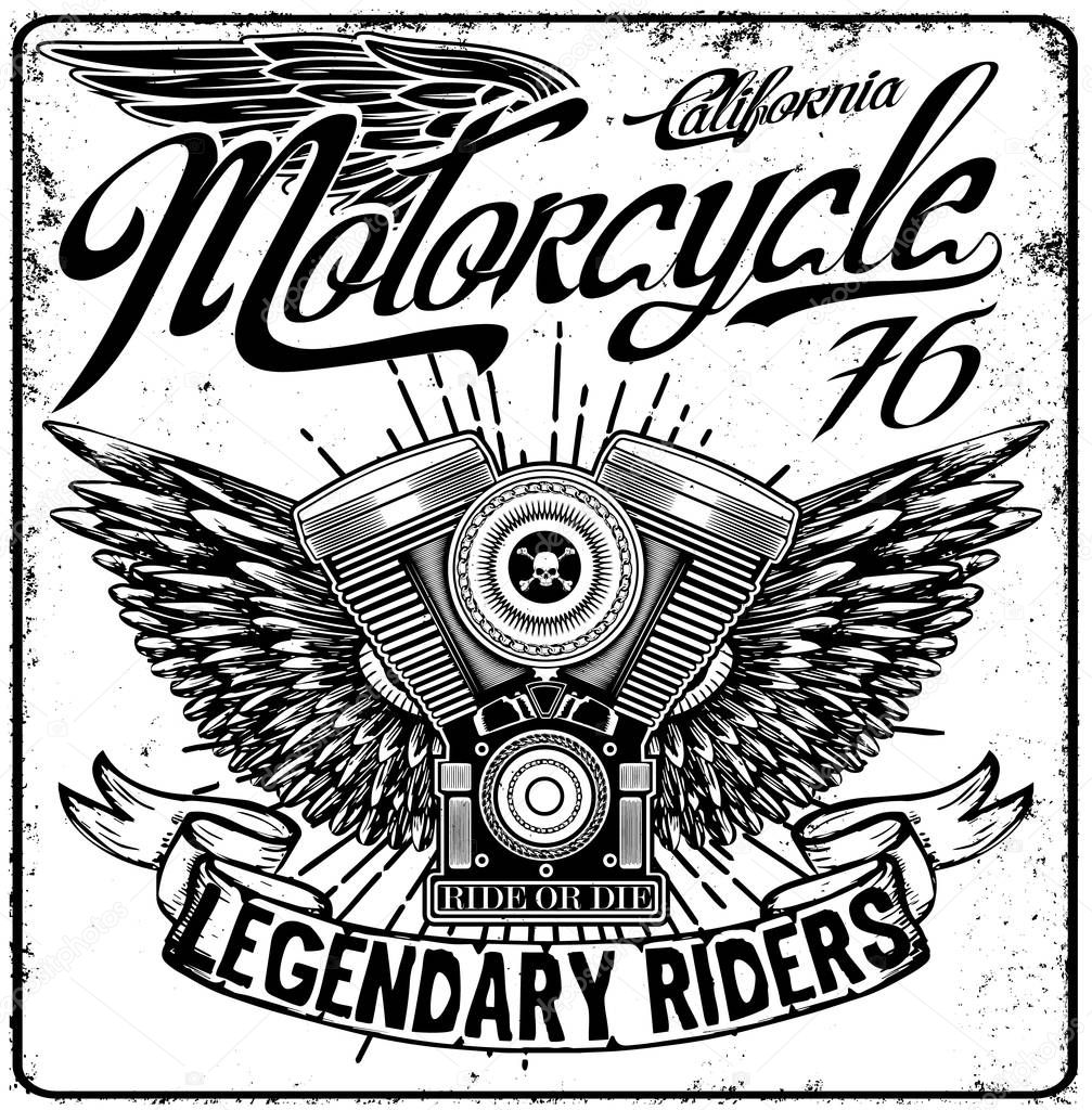 Motorcycle tee graphic design