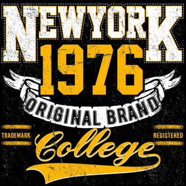 Newyork tipografi vintage üniversite marka logosu için t-shirt baskı.