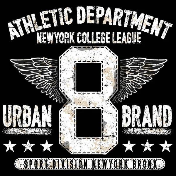 Tipografía universitaria de Nueva York, gráficos de camisetas — Vector de stock