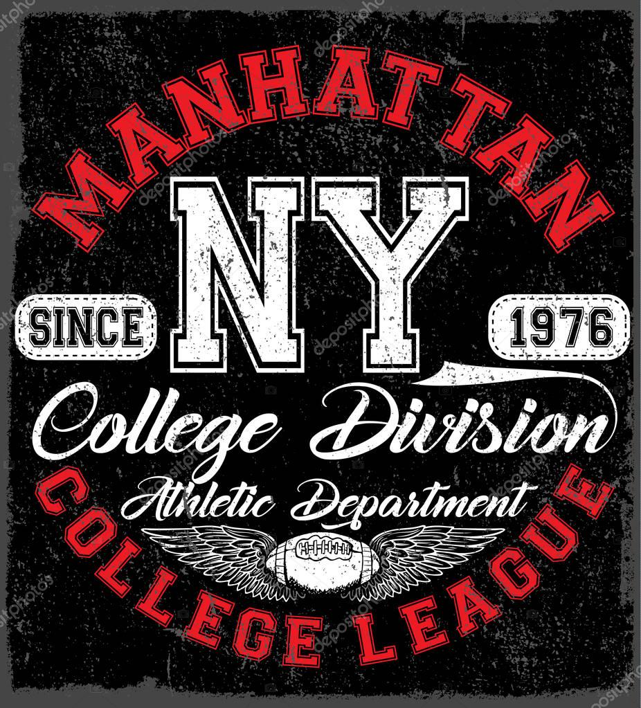 New York Sport wear typography emblem, american football,vintage, college, sports graphics for t-shirt