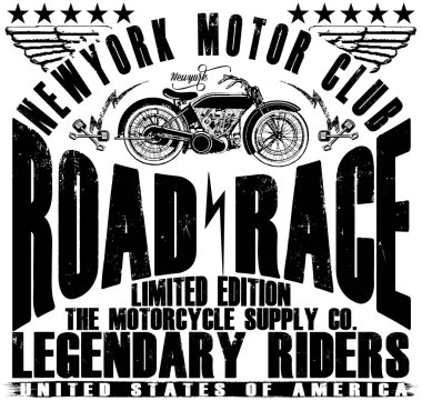 Motosiklet etiket t-shirt tasarımı ile özel chop çizimi