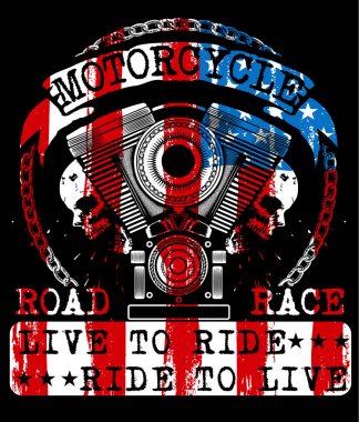 Motosiklet etiket t-shirt tasarımı ile özel chop çizimi