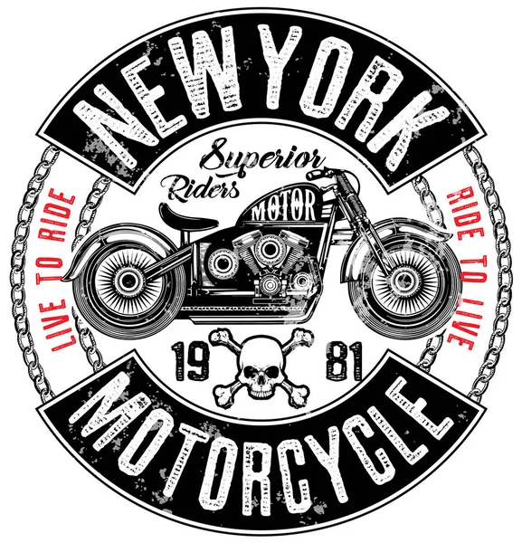 Motocykl etykietę projektowania t-shirt z ilustracja chop do niestandardowych — Wektor stockowy