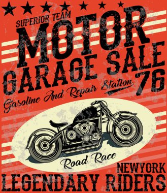 Motosiklet etiket t-shirt tasarımı ile özel chop çizimi