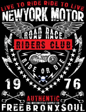 Motosiklet etiket t-shirt tasarımı ile özel chop çizimi