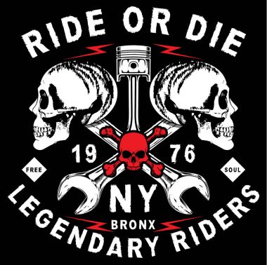 Motosiklet etiket t-shirt tasarımı ile özel chop çizimi