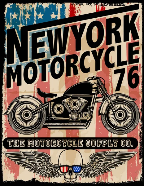 Motosiklet etiket t-shirt tasarımı ile özel chop çizimi