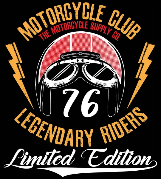 Motocicleta etiqueta t-shirt design com ilustração de costeleta personalizada —  Vetores de Stock