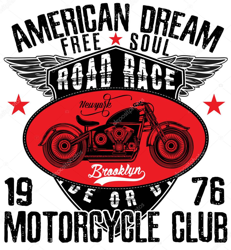 Motorcycle label t-shirt design
