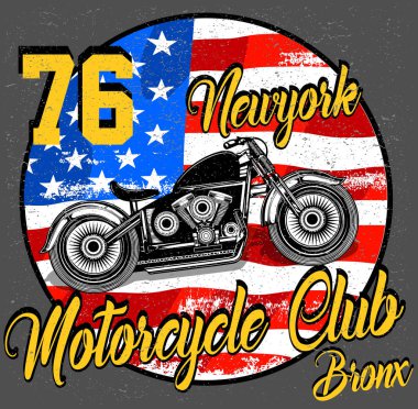 Motosiklet etiket t-shirt tasarımı ile özel chop çizimi