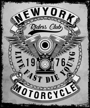 Motosiklet etiket t-shirt tasarımı ile özel chop çizimi