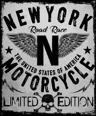 Motosiklet etiket t-shirt tasarımı ile özel chop çizimi