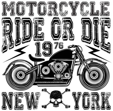 Vintage motosiklet t-shirt grafiği