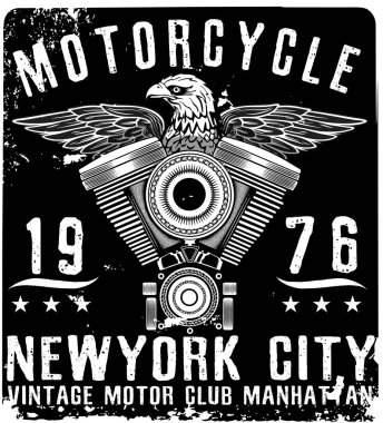 Vintage motosiklet t-shirt grafiği