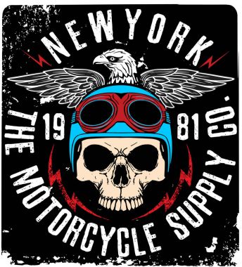 Tee kafatası motosiklet grafik tasarım