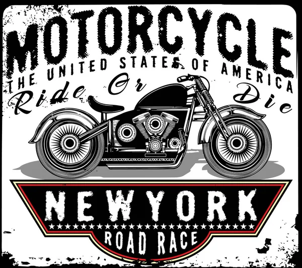 Vintage Motorcycle T-shirt Graphic — Stock Vector