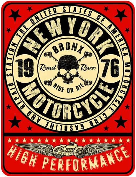 Motocykl etykietę projektowania t-shirt z ilustracja chop do niestandardowych — Wektor stockowy