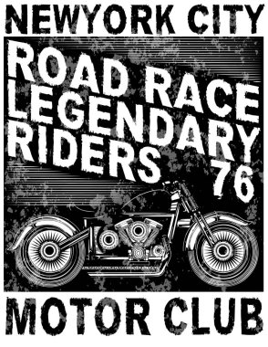 Vintage motosiklet t-shirt grafiği