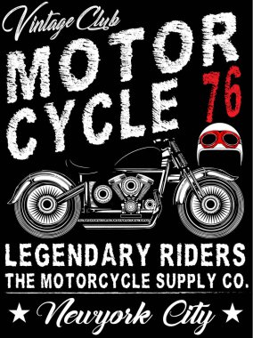 Vintage motosiklet t-shirt grafiği