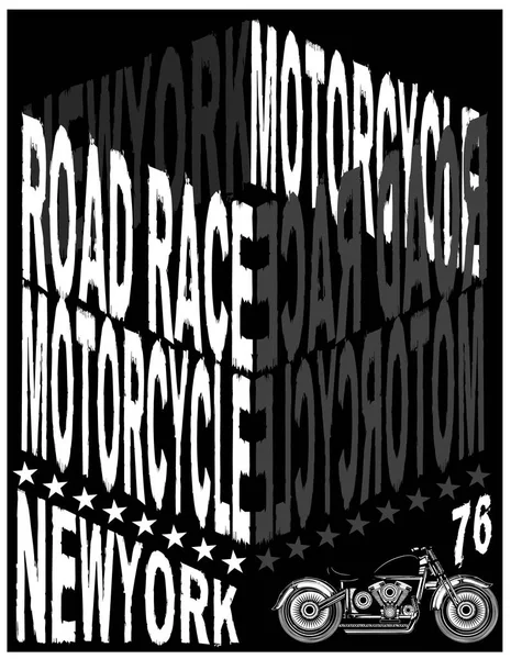 Vintage Motorcycle T-shirt Graphic — Stock Vector