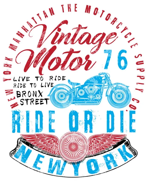 T-shirt moto Vintage Graphic — Image vectorielle