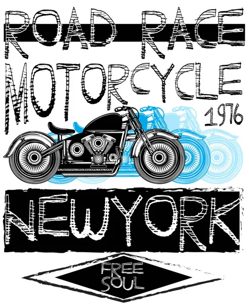 Vintage moto camiseta gráfica — Vector de stock