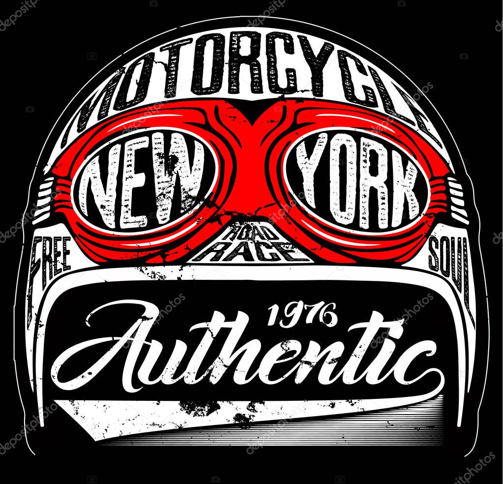 Motorcycle Helmet Typography New York Sports Club