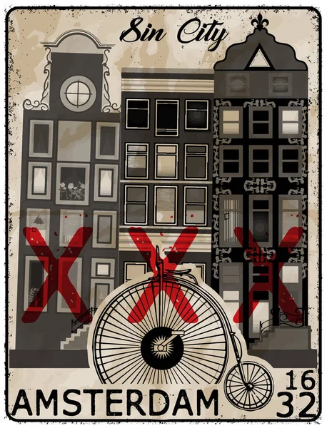 Amsterdam posterontwerp t shirt — Stockvector