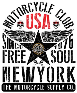 Vintage motosiklet t-shirt grafiği