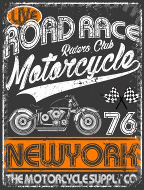 Vintage motosiklet t-shirt grafiği