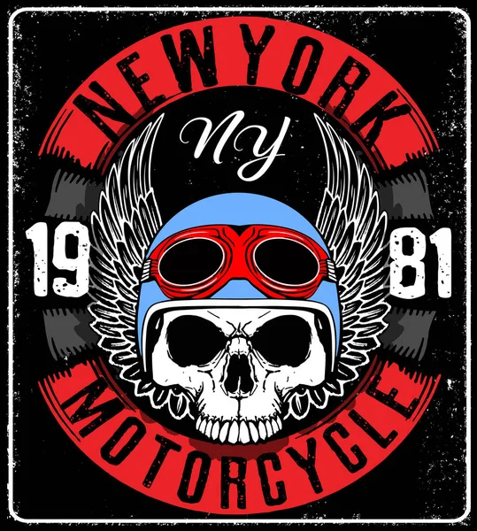 Motorcykel hjälm typografi New York Sports Club — Stock vektor