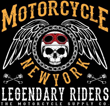 Vintage motosiklet t-shirt grafiği