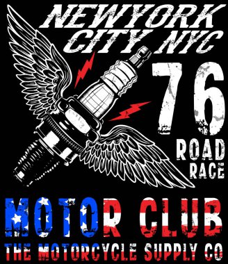 Vintage motosiklet t-shirt grafiği