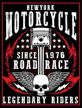 Motosiklet etiket t-shirt tasarımı ile özel chop çizimi