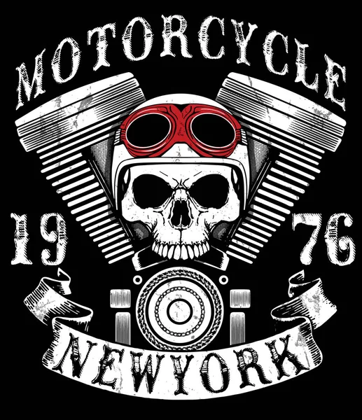 Vintage motosiklet t-shirt grafiği — Stok Vektör