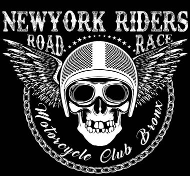 Kafatası motosiklet kask T shirt grafik tasarım